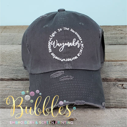 Cross Camo baseball hat, Christian, distressed, vintage dad hat