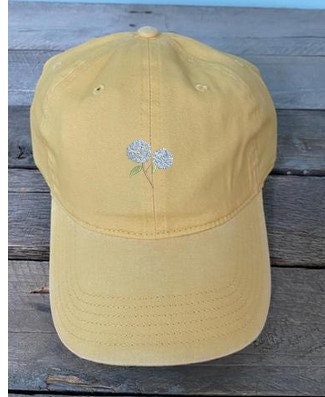 white Hydrangea Baseball Hat~Flower Dad Hat~Pigment Dyed Hat
