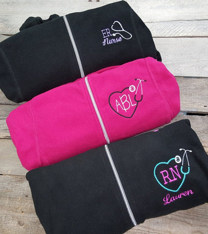 RN Custom Nurse Fleece Full Zip Jacket w/name