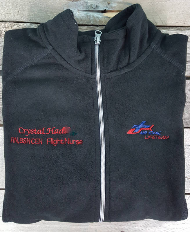 Air Evac Flight Nurse Jacket Black Ladies Lightweight Fleece Full Zip Customized