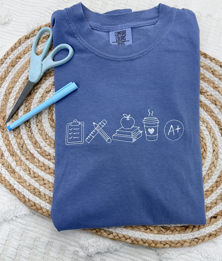 Teacher Icon Shirt Comfort Colors Embroidered ~Perfect Teacher Gift