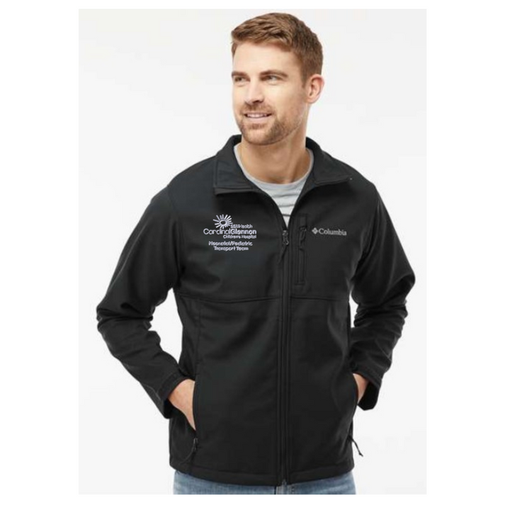 Black Columbia Soft Shell Jacket w/Cardinal Glennon Transport Team Logo