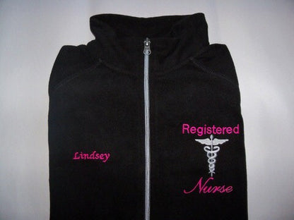 Registered Nurse Caduceus Personalized Fleece Jacket Medical Nicu Pediatric