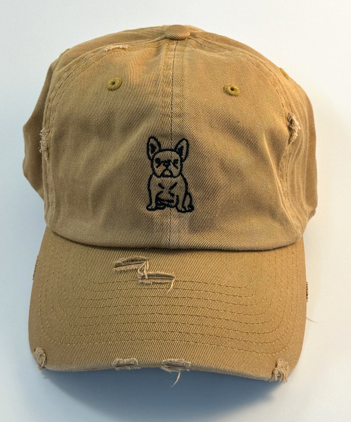 Frenchie Bulldog Baseball Hat~Mustard~french bulldog~dad hat~embroidered~distressed hat