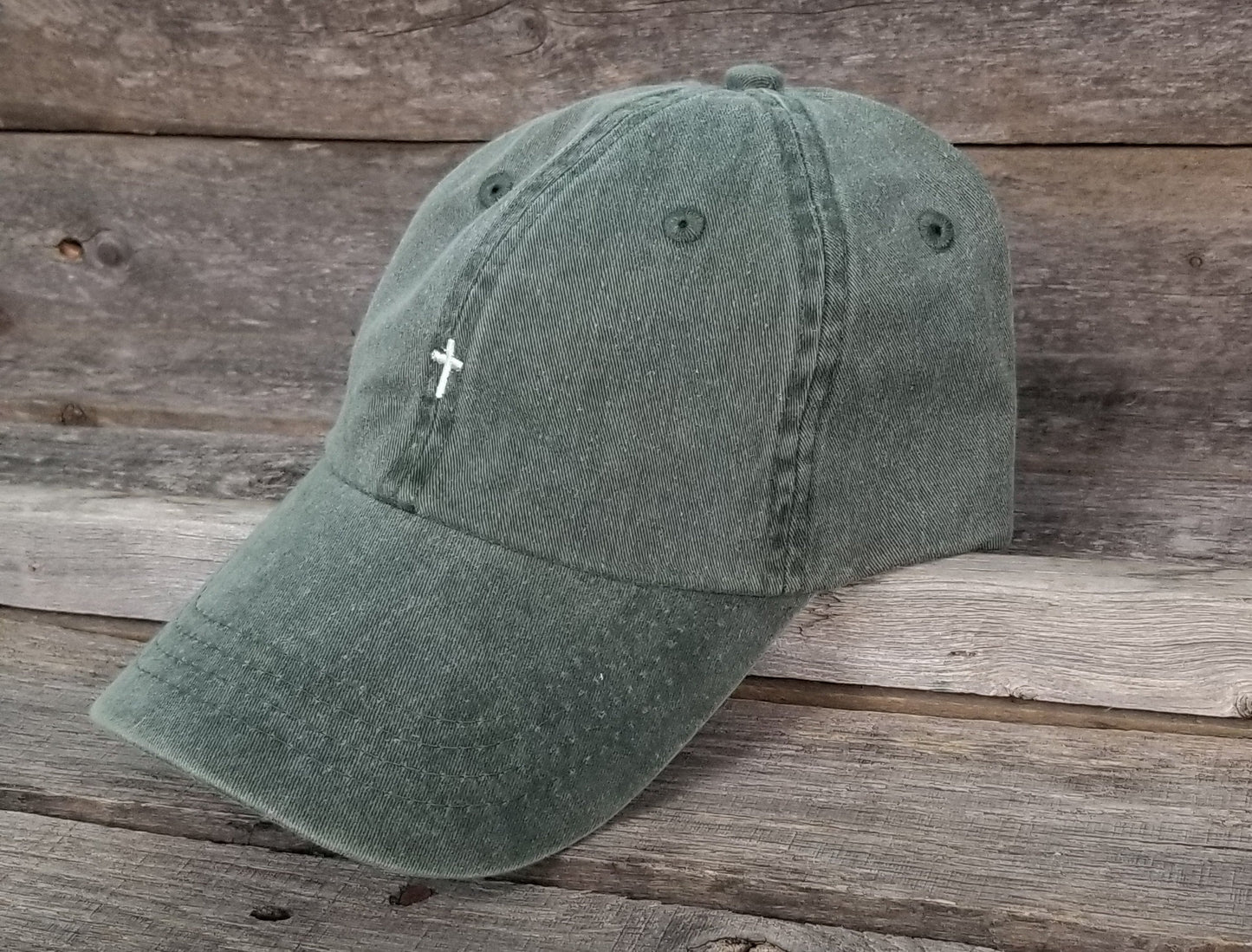 So Will I -Christian saying pigment dyed dad hat, baseball handwritten. Faith dad cap, maroon, forest, navy. Embroidered cross hat