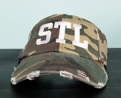 STL distressed hats-lots of colors availble-can change to any letters you'd like-black, olive, nickel, camo,red,burgundy