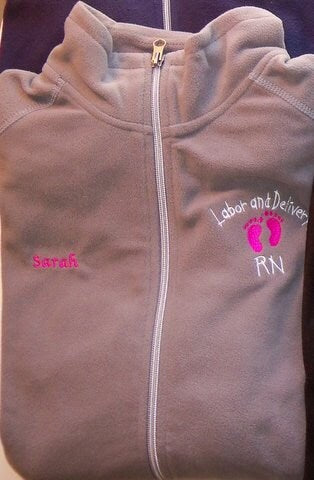 Grey Custom Nurse Fleece Full Zip Jacket Labor Delivery Nicu ER
