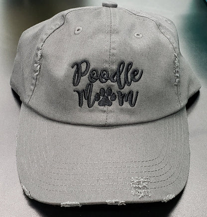 Dog Mom Distressed Baseball Hat Custom Poodle Boykin Pitbull Adjustable Metal Back Multiple Colors