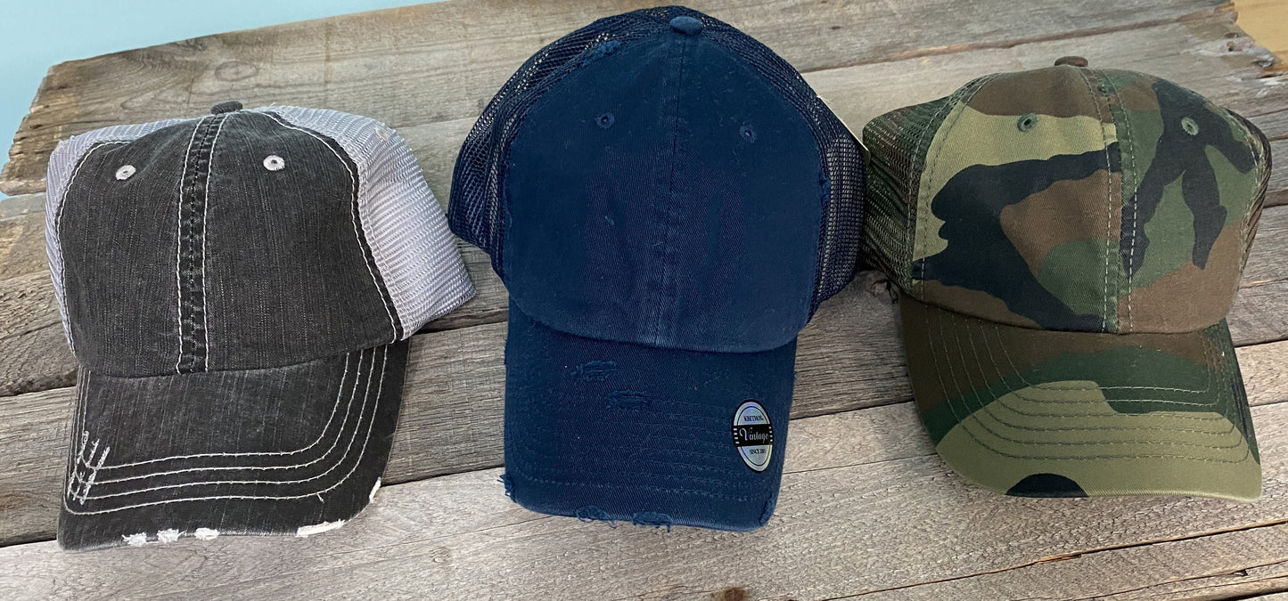 STL White Distressed embroidered hat~saint louis~the lou
