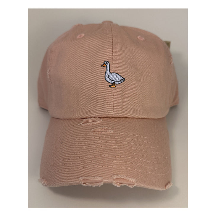 Goose baseball hat~vintage blush distressed hat~bird~honk~lt pink