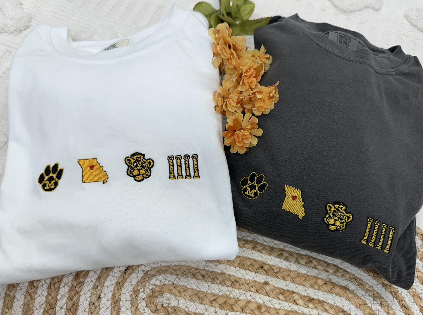 Mizzou Comfort Colors Icon Tee~Tigers~Columns~MIZ-ZOU t shirt, embroidered