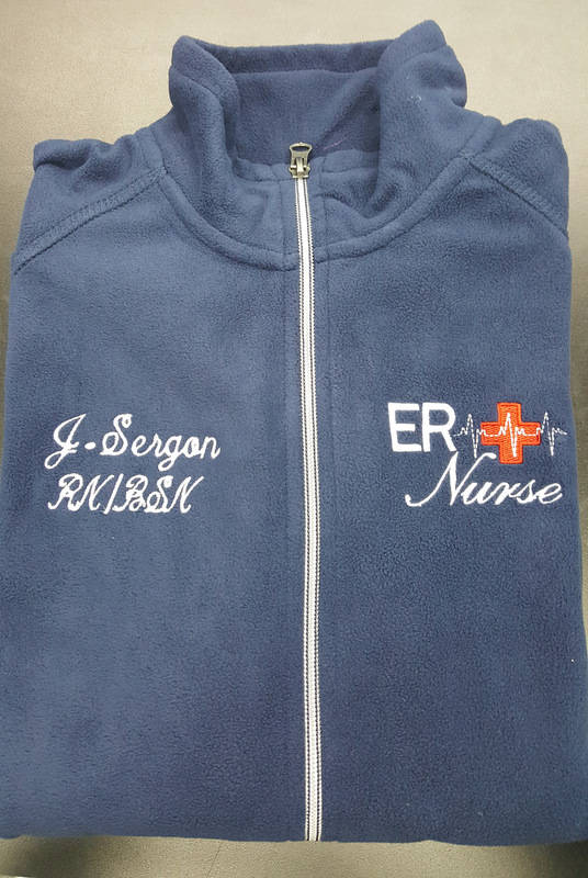 ER Nurse Jacket Navy Blue Ladies Lightweight Fleece Full Zip Customized