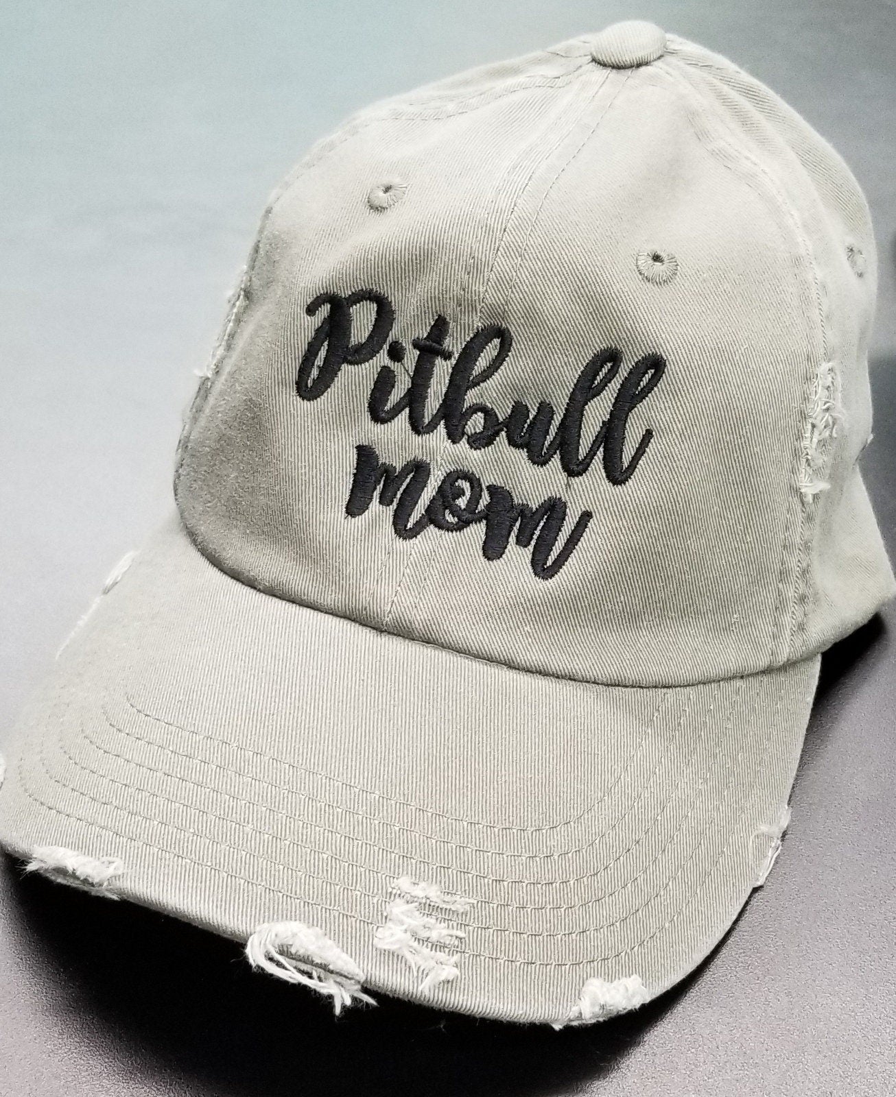 Dog Mom Distressed Baseball Hat Custom Poodle Boykin Pitbull Adjustable Metal Back Multiple Colors
