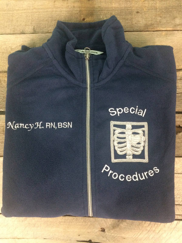 Special Procedures Nurse Jacket Navy Blue X-Ray Ladies Lightweight Fleece Full Zip Customized