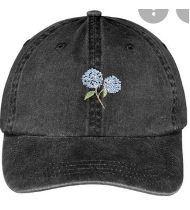 white Hydrangea Baseball Hat~Flower Dad Hat~Pigment Dyed Hat
