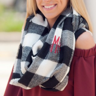 Plaid Infinity Scarf Black and White
