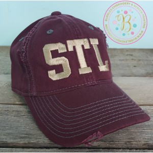 Burgundy Distressed STL Hat